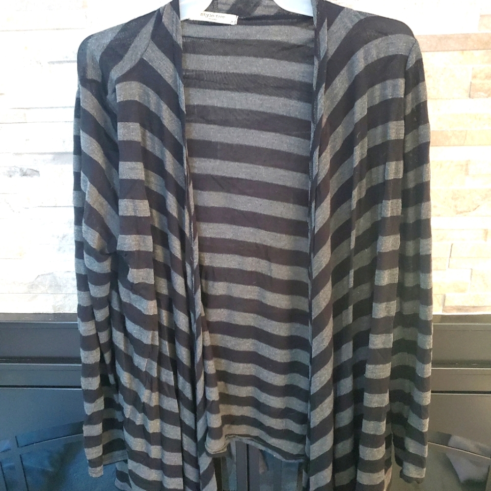 Style tree striped Cardigan womens size L
